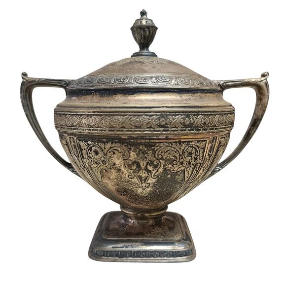 Derby Silver Company Plated Ornate Vintage Tea Set Water Pitcher Sugar Creamer - Picture 6 of 9